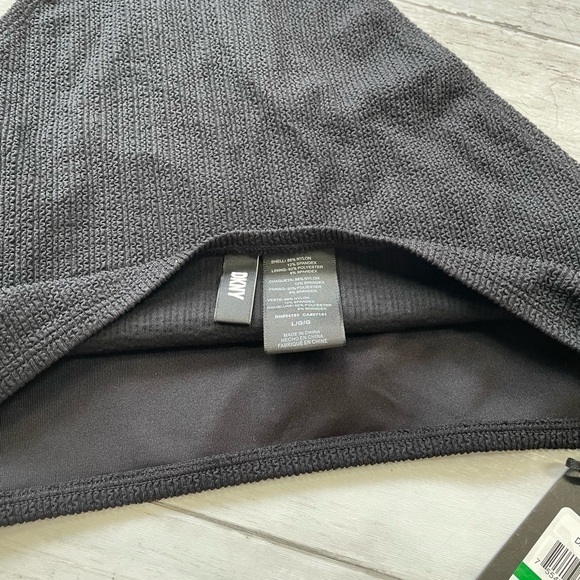 DKNY Women's Textured High Waist Bikini Bottom Swimsuit Black Size Ribbed L - Picture 8 of 8